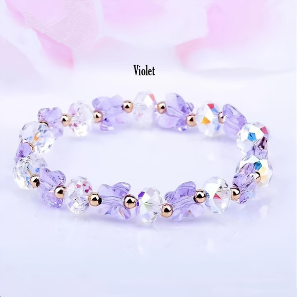 Butterfly Elegance: Crystal Beaded Bracelet with Bohemian Charms - Picture 1 of 6